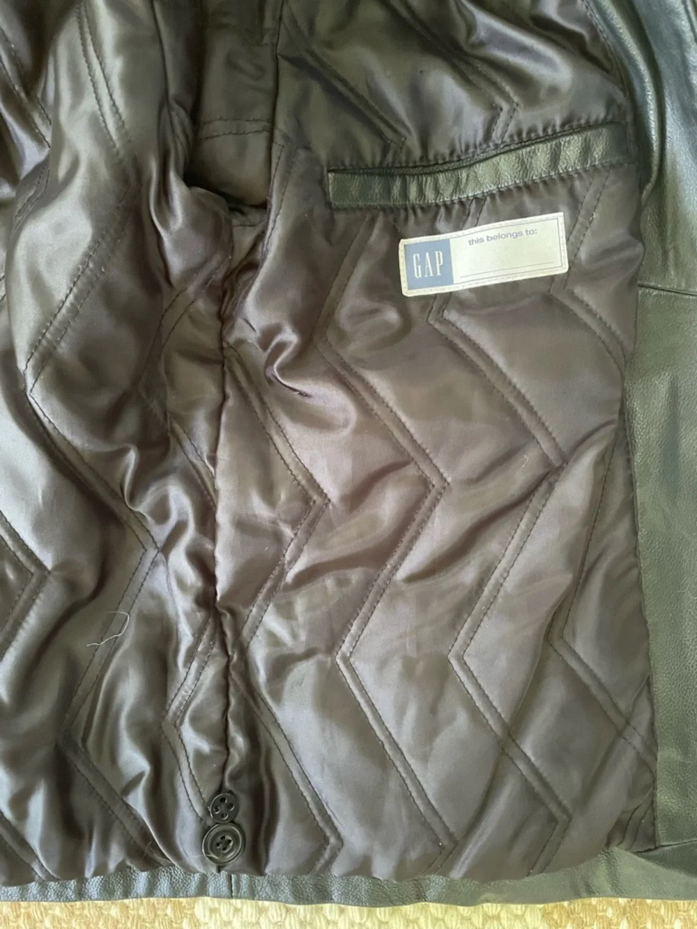 VINTAGE GAP Black Leather Zip-Up Jacket Kids Boy’s Size 10 L Y2K